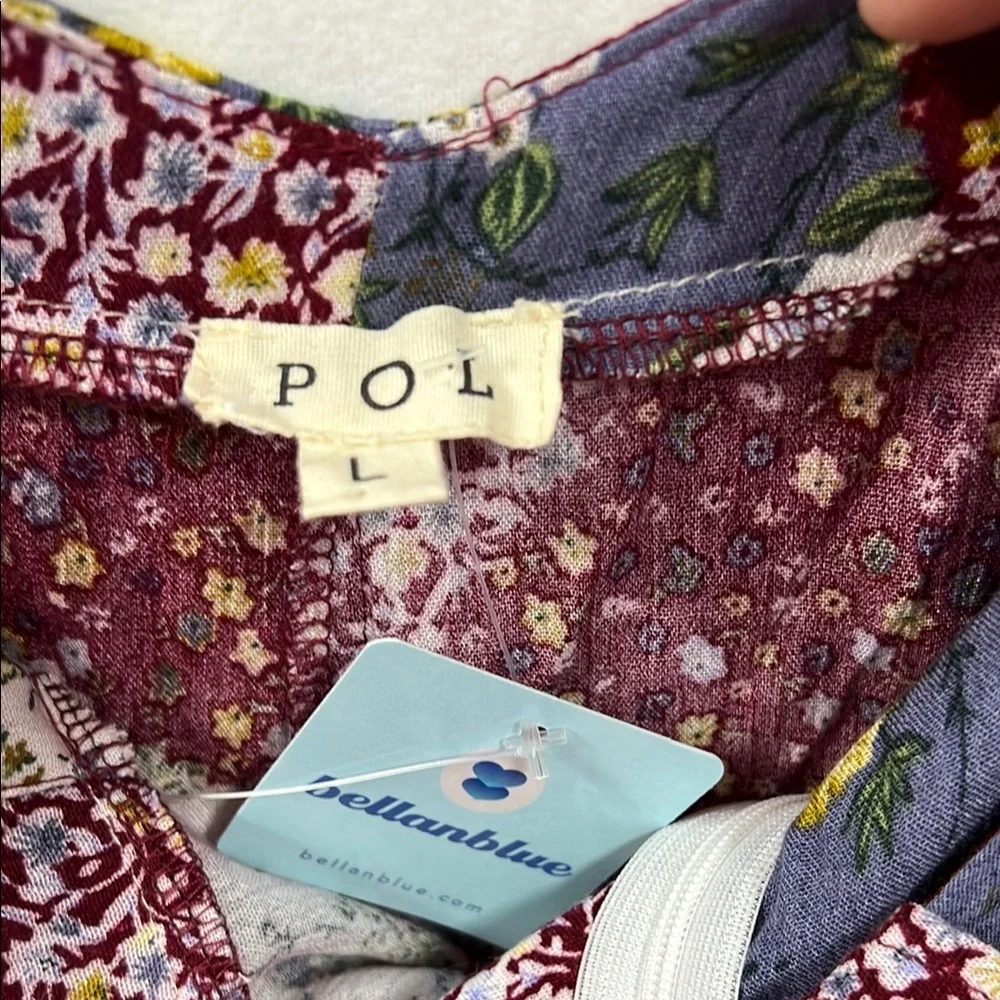 POL Red and Gray Ruffled Romper - Picture 2 of 8